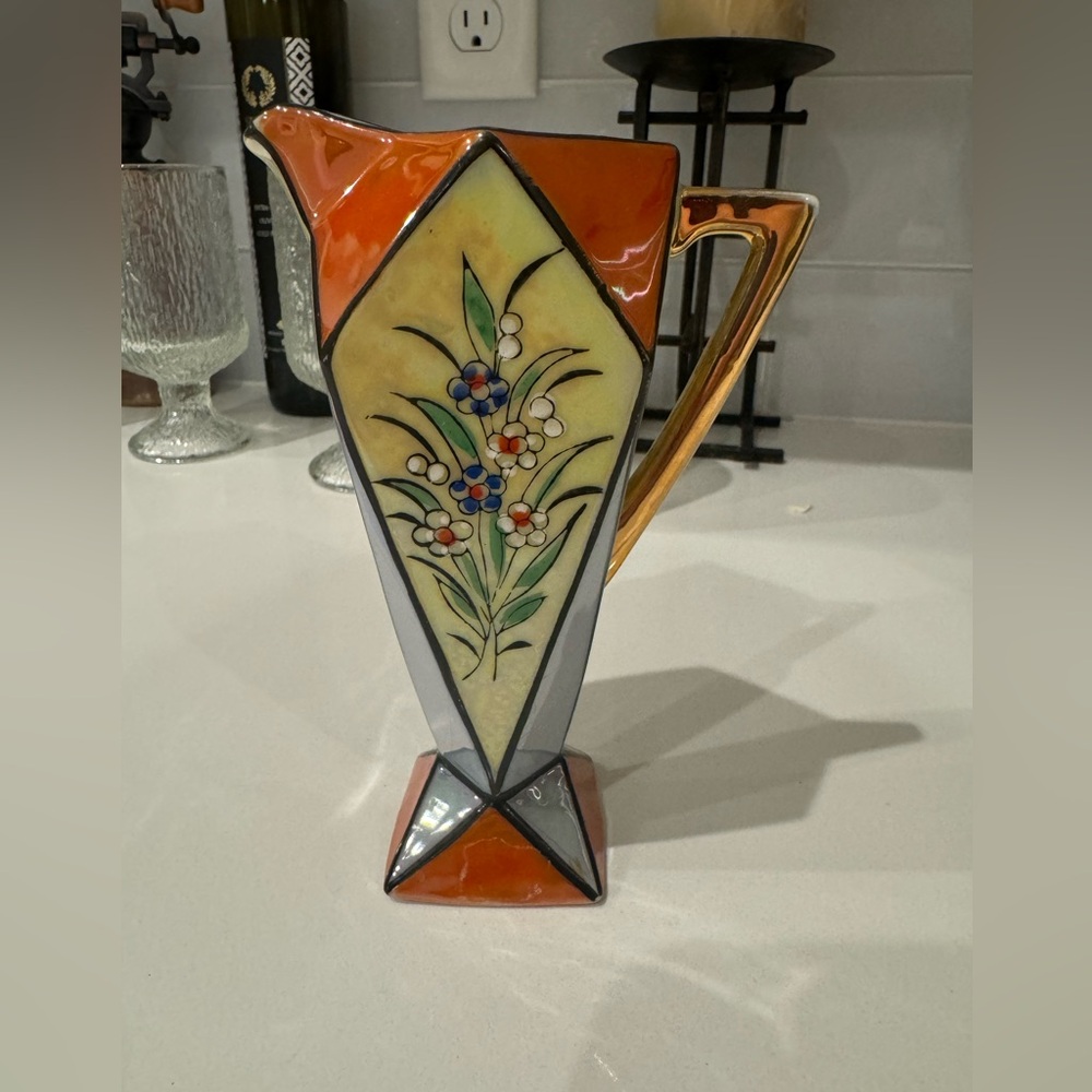 Vintage Art Deco Lusterware Hand Painted Porcelain Creamer Made in Japan